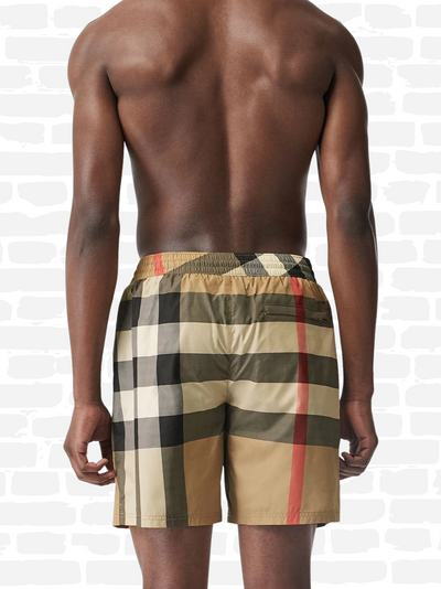 CHECKED DRAWSTRING SWIM SHORTS