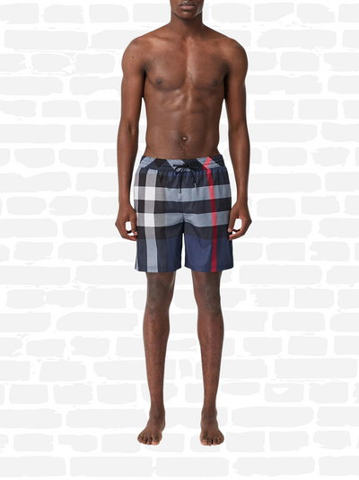 CHECKED DRAWSTRING SWIM SHORTS