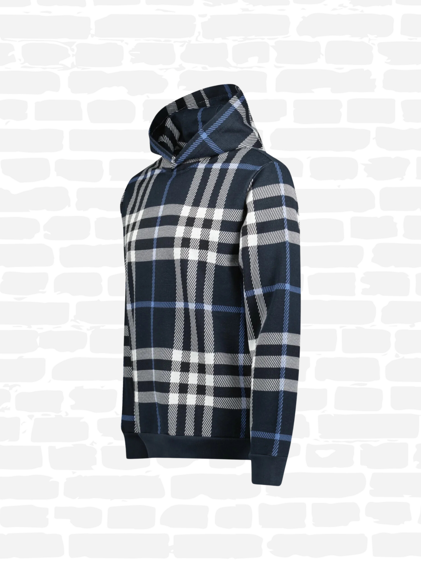 CHECK-PRINT JACQUARD HOODIE