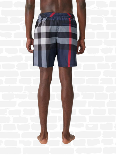 CHECKED DRAWSTRING SWIM SHORTS